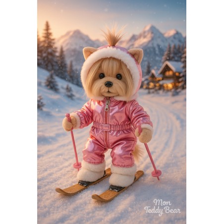 Lucky Doggy en combinaison rose métallisée avec chaussons – LD2/081