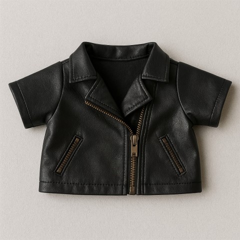 Black faux leather biker jacket for 40 cm plush – Ref. Y040