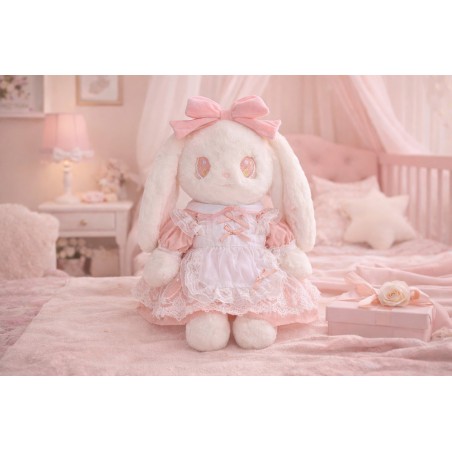 Roze tule rok voor knuffel 40 cm met kant en decoratieve strik – Ref. Y273