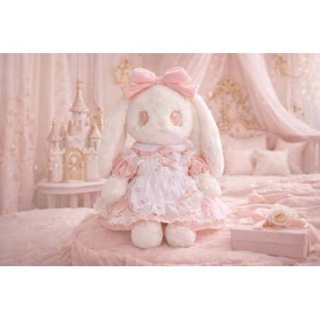 Roze tule rok voor knuffel 40 cm met kant en decoratieve strik – Ref. Y273