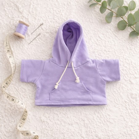 Peluche 40 à 45 cm habillée avec sweat à capuche violet clair – Réf. Y235