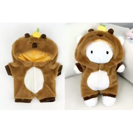 Capybara Bodysuit Ref. Y167 zachte bruine capibara overall met capuchon voor knuffel 38–45 cm