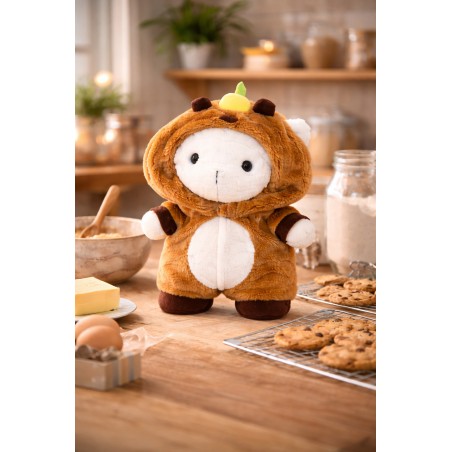 Capybara Bodysuit Réf. Y167 combinaison capybara marron douce avec capuche pour peluche 38–45 cm