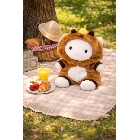 Capybara Bodysuit Réf. Y167 combinaison capybara marron douce avec capuche pour peluche 38–45 cm