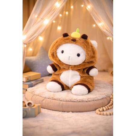 Capybara Bodysuit Réf. Y167 combinaison capybara marron douce avec capuche pour peluche 38–45 cm