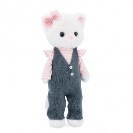 Lucky Kitty Sophie 37 cm – Peluche chat habillée gris et rose – Réf LK001