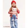 Lucky Kitty Sophie "Denim Hearts" 37 cm – Plush cat pink sweater and jeans – Ref LK0101