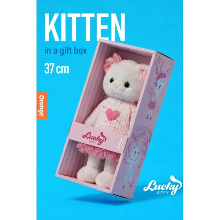 Lucky Kitty Sophie "Tender Charm" 37 cm – Knuffel kat hart trui – Ref LK01/04