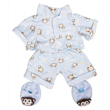 Blau Monkey Pyjama mit Pantoffeln Für Plüsch 40 cm