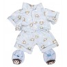 Pyjama Bleu "Monkey" avec pantoufles  - la tenue idéale pour les peluches personnalisées ! ,  40 cm  - La tenue idé