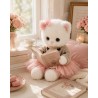 Ensemble peluche Lucky Doggy – Cœur rose : pull, robe tutu, nœud