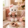 Ensemble peluche Lucky Doggy – Cœur rose : pull, robe tutu, nœud