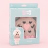 Ensemble peluche Lucky Doggy – Cœur rose : pull, robe tutu, nœud