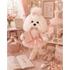 Ensemble peluche Lucky Doggy – Cœur rose : pull, robe tutu, nœud