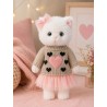 Ensemble peluche Lucky Doggy – Cœur rose : pull, robe tutu, nœud