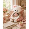 Ensemble peluche Lucky Doggy – Cœur rose : pull, robe tutu, nœud