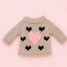 Ensemble peluche Lucky Doggy – Cœur rose : pull, robe tutu, nœud