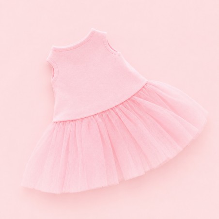 Ensemble peluche Lucky Doggy – Cœur rose : pull, robe tutu, nœud