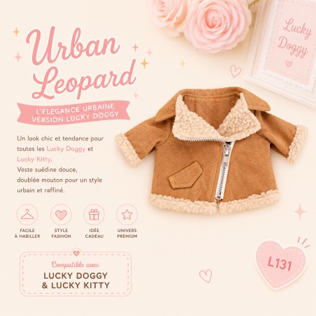 Lucky Doggy Urban Leopard L131 – Outfit mit Wildlederjacke und Leopardenmuster.