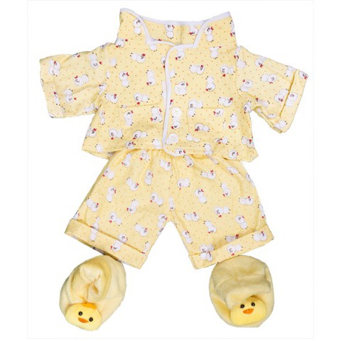 Pyjama jaune "poussin" et pantoufles  - la tenue idéale pour les peluches personnalisées ! ,  40 cm  - La tenue idé