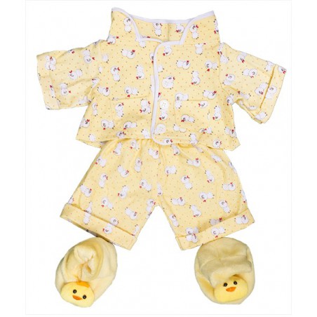 Pyjama Jaune Poussin Avec Pantoufles Pour Peluche De 40 cm