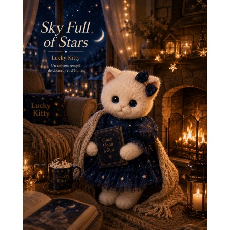 Ensemble Starlight Night Lucky Doggy L130 – robe bleue en tulle avec étoiles dorées.