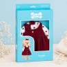 Ensemble Lucky Doggy Velvet Love L128 – robe bordeaux et haut à cœurs.