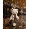 Ensemble Robe Léopard & Perfecto Blanc pour peluche Lucky Doggy – Look Rock Chic 40 cm