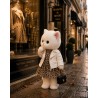 Leopard Dress & White Biker Jacket Outfit for Lucky Doggy Plush – Rock Style 40 cm