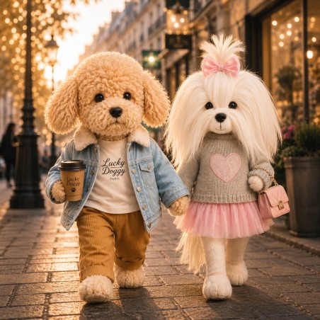 Lucky Doggy Lucky Andy Denim Style LD6/123 peluche 40 cm avec boîte cadeau