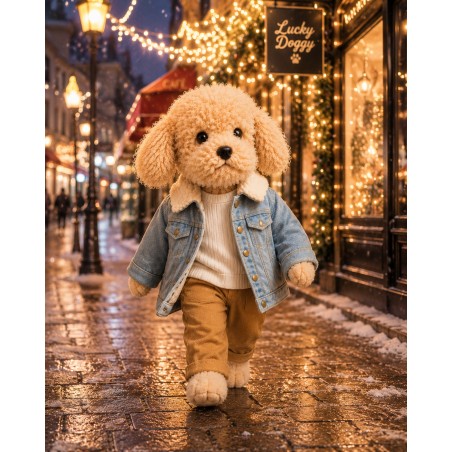 Lucky Doggy Lucky Andy Denim Style LD6/123 peluche 40 cm avec boîte cadeau