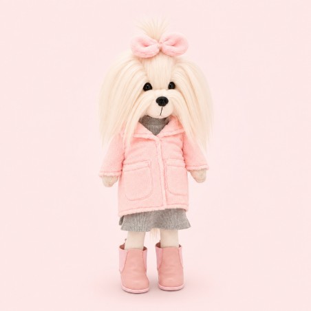 Lucky Yoyo Lavender Evening Réf. LD5/100 – Peluche Lucky Doggy articulée manteau rose et robe grise