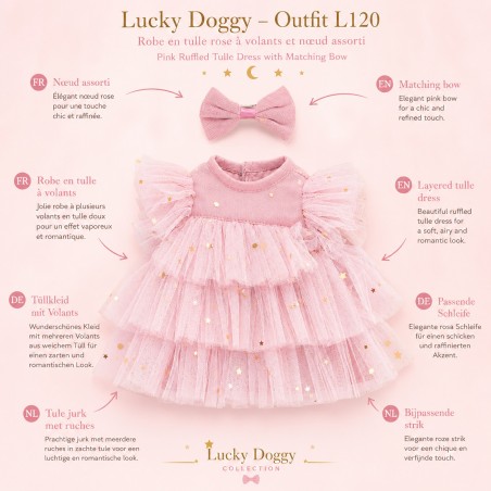 Lucky Doggy L120 – pink tulle dress with matching bow