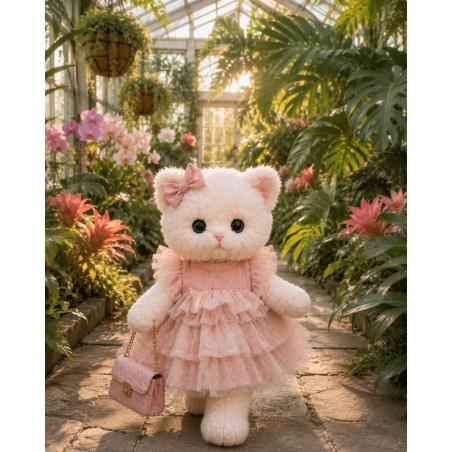 Lucky Doggy L120 – robe rose en tulle à volants et nœud assorti