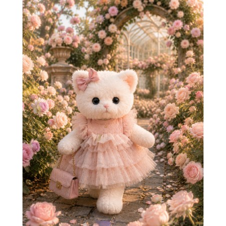 Lucky Doggy L120 – robe rose en tulle à volants et nœud assorti