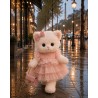 Lucky Doggy L120 – robe rose en tulle à volants et nœud assorti