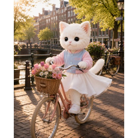 Lucky Doggy L119 – pastel blue and pink teddy jacket with white pleated dress