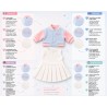 Lucky Doggy L119 – blouson teddy pastel bleu et rose avec robe plissée blanche