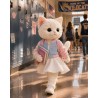 Lucky Doggy L119 – blouson teddy pastel bleu et rose avec robe plissée blanche