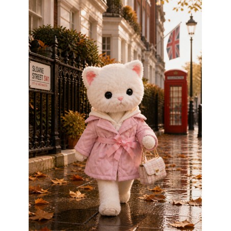 Lucky Doggy manteau rose ceinturé Lavender Evening L116 pour peluche