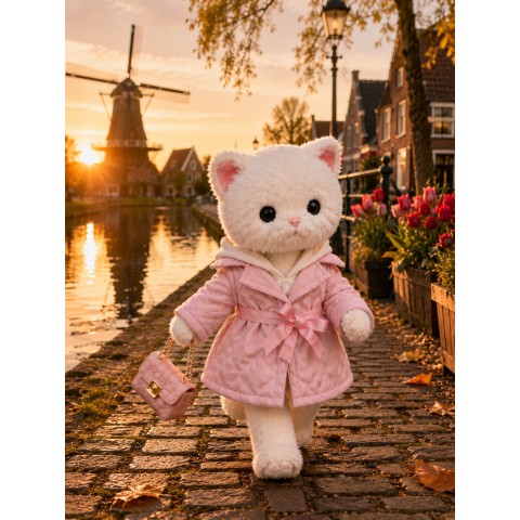 Lucky Doggy manteau rose ceinturé Lavender Evening L116 pour peluche