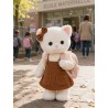 Lucky Doggy L112 braunes Cordkleid und Rüschenbluse für Plüschfigur