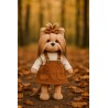 Lucky Doggy – Robe salopette marron et haut volanté L112
