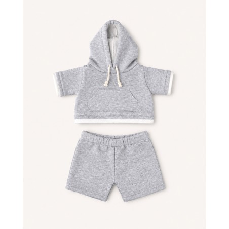 Sportoutfit voor knuffel 40 cm – Grijze jogging – Training voor Kampioenen