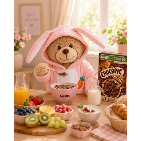 pyjama rose pour peluche avec capuche à oreilles et carotte – Réf. Y236