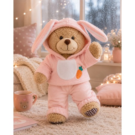 pyjama rose pour peluche avec capuche à oreilles et carotte – Réf. Y236