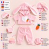 pyjama rose pour peluche avec capuche à oreilles et carotte – Réf. Y236