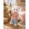 Lucky Kitty en Lucky Doggy outfit LA01 met roze trui en blauwe hartjesbroek.