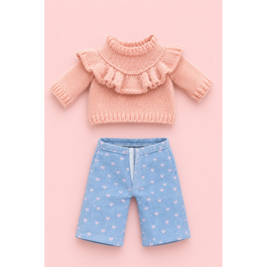 Lucky Kitty und Lucky Doggy Outfit LA01 mit rosa Pullover und blauer Hose mit Herzen. Lucky Kitty und Lucky Doggy Outfit LA01 mit rosa Pullover und blauer Hose mit Herzen.