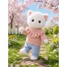 Lucky Kitty und Lucky Doggy Outfit LA01 mit rosa Pullover und blauer Hose mit Herzen.